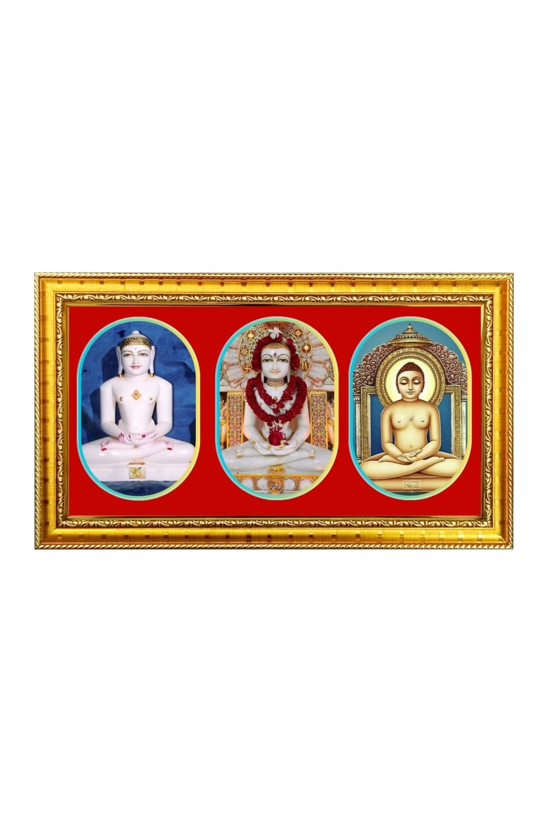 Tirthankara Photo Frame - 8x14 Inch Brown Wooden Frame | Hindu Gods Wall Decor For Home & Office