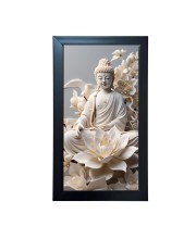 Hitech Sales Buddha Monk Religious Meditation Peace and Tranquility Photo Frame Wall Art God Bless You Posters Buddhism Painting Living Room Decoration (39.5 x 24.3 cm)