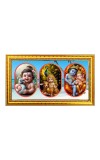 Little Krishna Photo Frame - 8x14 Inch Brown Wooden Frame | Hindu Gods Wall Decor For Home & Office