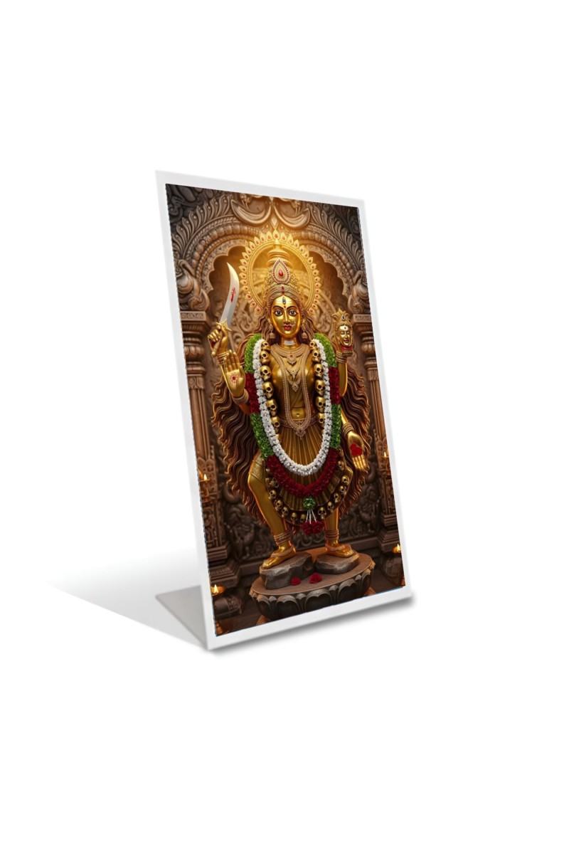 Car Desk/Table Top Goddess Kali Acrylic L-Style Photo Stand - 2.5x3.5 Inches, Compact And Stylish Spiritual Display (F6666)