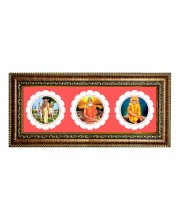Shri Dhattatreaya, Lokenath Baba, Sai Baba Photo Frame - 8x14 Inch Brown Wooden Frame | Hindu Gods Wall Decor For Home & Office