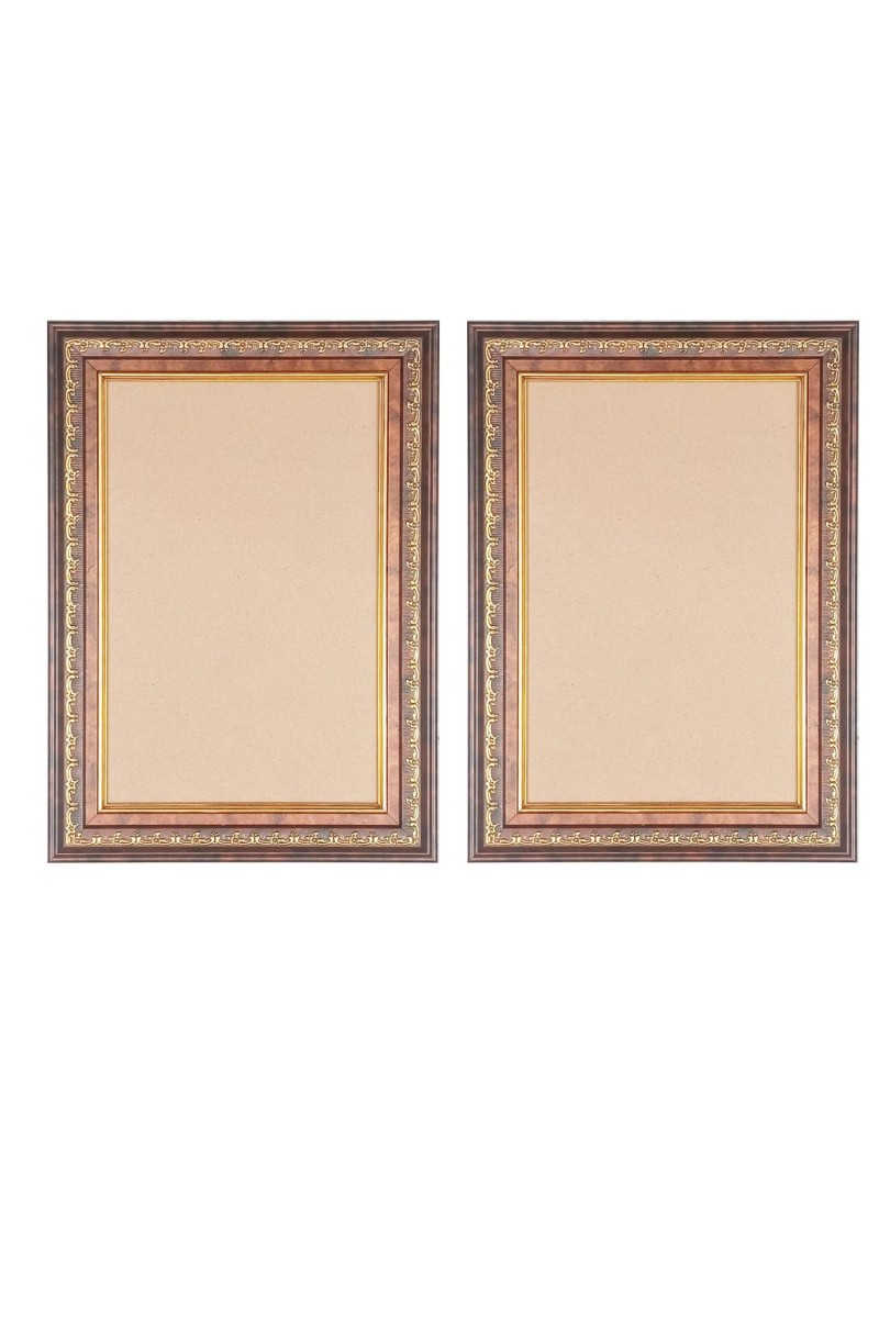 Elegant Vintage Style Wooden Photo st of 2 Frame for Wall & Table Décor – Antique Brown & Gold Finish | Suitable for Painting, Certificate, Photo, or Art Display (2, 18x14, 20x16)