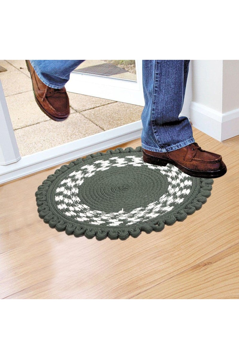 Home Beautiful Green Polyester Cotton Door Mat