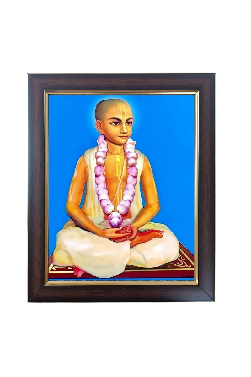 Hitech Sales Srila Narottama Das Thakur Photo Frame for Pooja Room, Temple Decor, Home Decoration and Gift (Wall and Tabletop, Rectangular, Polystyrene Frame, Printed Photo, 24 x 29 cm, Black)