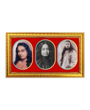 Paramahansa Yogonanada Photo Frame - 8x14 Inch Brown Wooden Frame | Hindu Gods Wall Decor For Home & Office