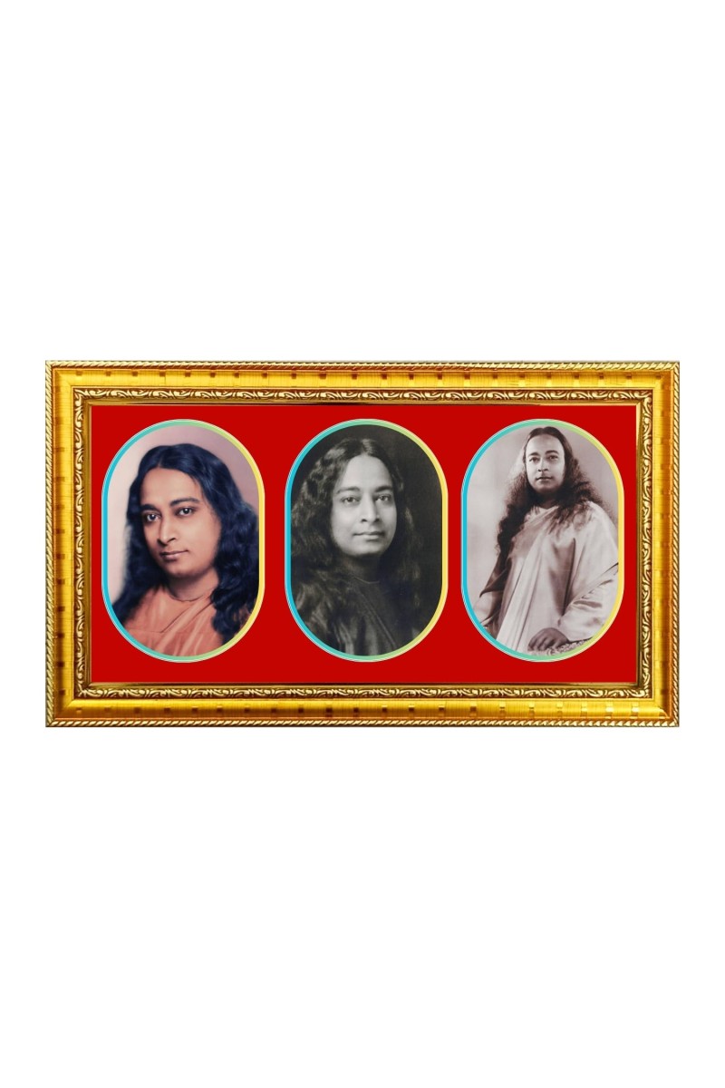 Paramahansa Yogonanada Photo Frame - 8x14 Inch Brown Wooden Frame | Hindu Gods Wall Decor For Home & Office