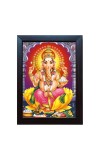 Hitech Ganesh/Ganpati Ji On Lotus With Mushakraj Laminated photo frame for Wall, Temple, Outdoor Spaces Home Decor, gifts (Pvc Frame and Front - Glass, 8 x 6 inch)