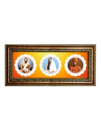 Shreeraam Krishna, Shree Sharada Maa, Swami Vivekananda Photo Frame - 8x14 Inch Brown Wooden Frame | Hindu Gods Wall Decor For Home & Office