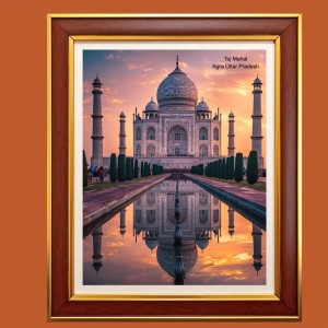 Taj Mahal, Agra, Uttar Pradesh Photo Frame, 14x18 Inches Stylish Framed Islamic wall art for Home & Office Decoration and gift for Muslims