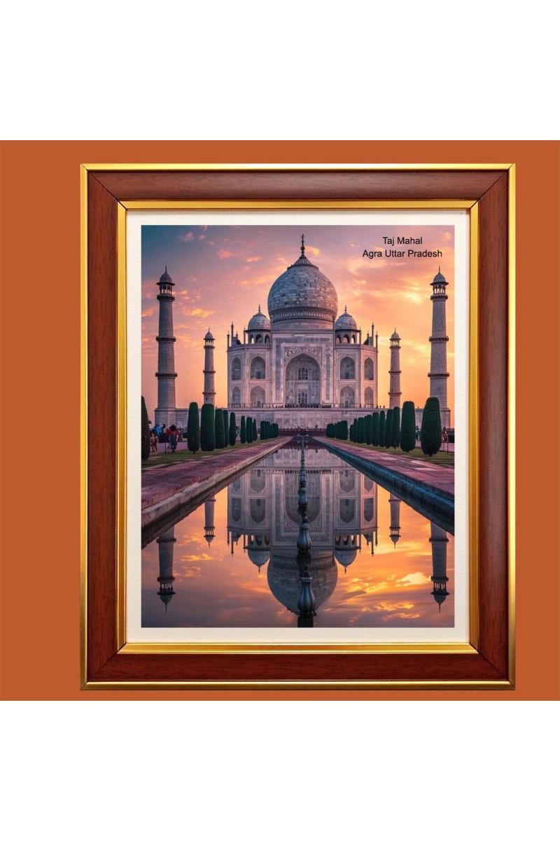 Taj Mahal, Agra, Uttar Pradesh Photo Frame, 14x18 Inches Stylish Framed Islamic wall art for Home & Office Decoration and gift for Muslims
