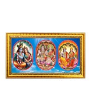 Krishna Radha. Shiv Parvati, Laxmi Narayan Photo Frame - 8x14 Inch Brown Wooden Frame | Hindu Gods Wall Decor For Home & Office