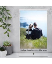 HiTechSales Customised Photo and Text Frame Personalized with Metal Removable Stand, Table Top Photo Frames, Photo Frame Anniversary and Gift Birthday (Transparent Acrylic, 6 X 9 Inches)