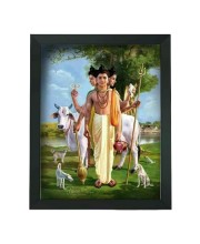 Hitech Sales Lord Dattatreya Swamy Gurudatta Dattaguru Polystyrene Photo Frame for Pooja Room, Temple, Home Decoration, Gift (Wall and Tabletop, Printed Photo, Black, 7.12 x 9.12 inches)
