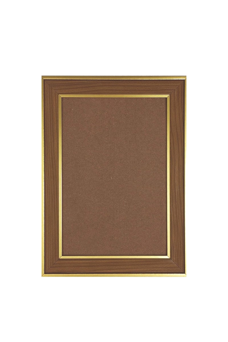 Classic Brown Wooden Photo Frame with Golden Border | Empty Picture Frame for Wall & Table Décor | Suitable for Photo, Certificate & Artwork Display |