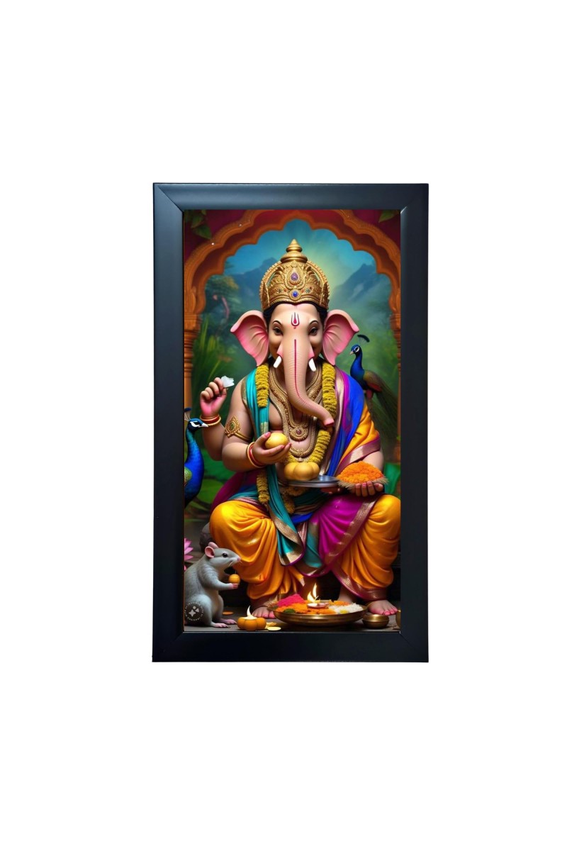 Hitech Sales Lord Ganesh Murti Religious Art Photo Frame – Acrylic Wall Decor for Home, Office & Temple (39.5 x 24.3 cm)