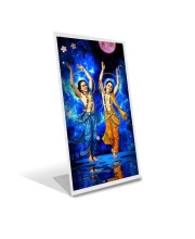 Car Desk/Table Top Lord Chaitanya Mahaprabhu And Nityananda Prabhu Acrylic L-Style Photo Stand - 2.5x3.5 Inches, Compact And Stylish Spiritual Display (F6725)