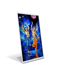 Car Desk/Table Top Lord Chaitanya Mahaprabhu And Nityananda Prabhu Acrylic L-Style Photo Stand - 5x7 Inches, Compact And Stylish Spiritual Display (F6725)