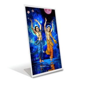 Car Desk/Table Top Lord Chaitanya Mahaprabhu And Nityananda Prabhu Acrylic L-Style Photo Stand - 5x7 Inches, Compact And Stylish Spiritual Display (F6725)