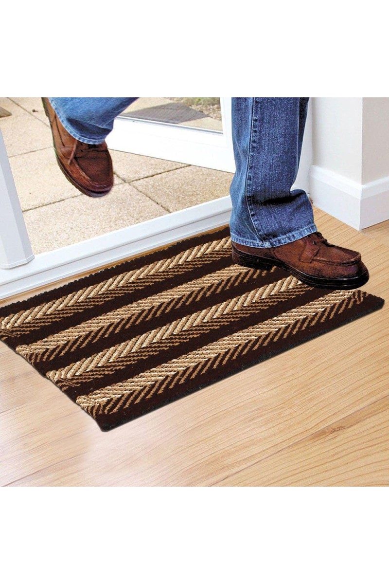 Home Beautiful Brown Polyester Cotton Door Mat