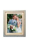 HiTechMart Gold Decorative 11 x 13 Picture Frame with Textured Pebble Design Photo Frame with Mat for 8 x 10 Display Glass Front, Tabletop or Wall Mount Perfect for Wedding
