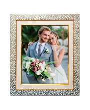 HiTechMart Gold Decorative 11 x 13 Picture Frame with Textured Pebble Design Photo Frame with Mat for 8 x 10 Display Glass Front, Tabletop or Wall Mount Perfect for Wedding