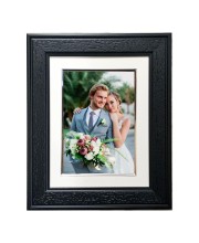 HiTechMart Black Polystyrene Photo Frame 9x11 with Mat for 5x7 - Wedding Picture Frame with Glass Front - Display for Tabletop - Classic Home & Office Décor