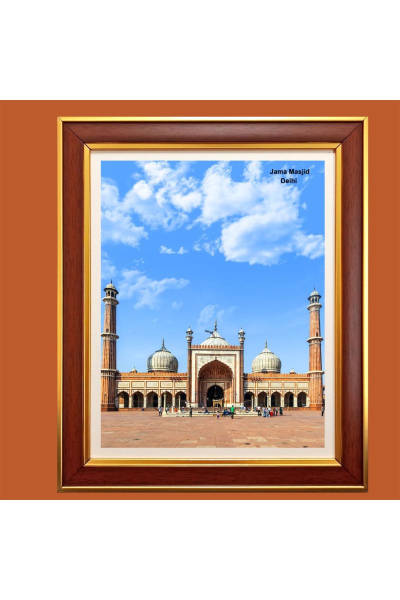 Jama Masjid, Delhi Photo Frame, 10x14 Inches Stylish Framed Islamic wall art for Home & Office Decoration and gift for Muslims