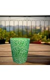 The Decor Green and White Hand-Painted Ceramic Planter – Modern Textured Flower Pot for Indoor Plants Succulents & Home Decor. (only Pot)