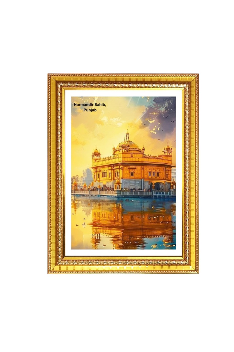Gurudwara Harminder Sahib Gurudwara, Golden Temple, Punjab Photo Frame 10x14 Inch | Spiritual Wall decoration for Home & Office | | Gift for Sikh Punjabi