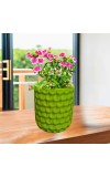 Green Ceramic Plant Pot for Indoor Plants | Decorative Textured Flower Planter for Home, Office & Tabletop Decor (only Pot)