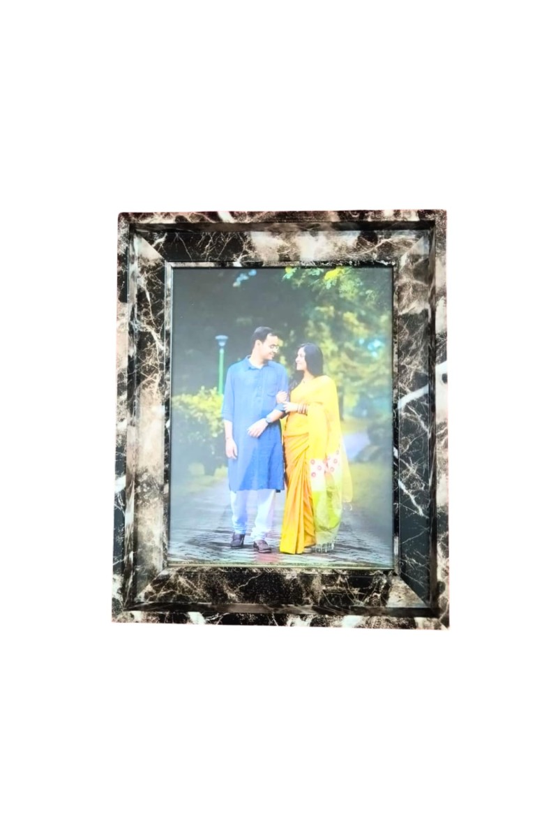 Black Marble Design Photo Frame for Home & Office | Tabletop & Wall Mount Display | Fits 6x8 Inch Pictures | Modern Decorative Picture Frame (Black & White Marble)