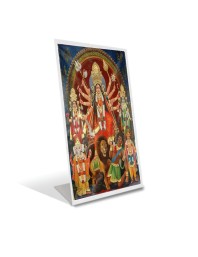 Car Desk/Table Top Maa Durga Acrylic L-Style Photo Stand - 2.5x3.5 Inches, Compact And Stylish Spiritual Display (F6689)