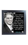 Hitech Sales Motivational Quotes Wall Frames of Ratan Tata, Inspirational Quotes Wall Framed Posters for Room, Office, Study Desk, Decor (Tabletop, Square – 10.10 x 10.10 inches Frame, Black)