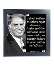 Hitech Sales Motivational Quotes Wall Frames of Ratan Tata, Inspirational Quotes Wall Framed Posters for Room, Office, Study Desk, Decor (Tabletop, Square – 10.10 x 10.10 inches Frame, Black)