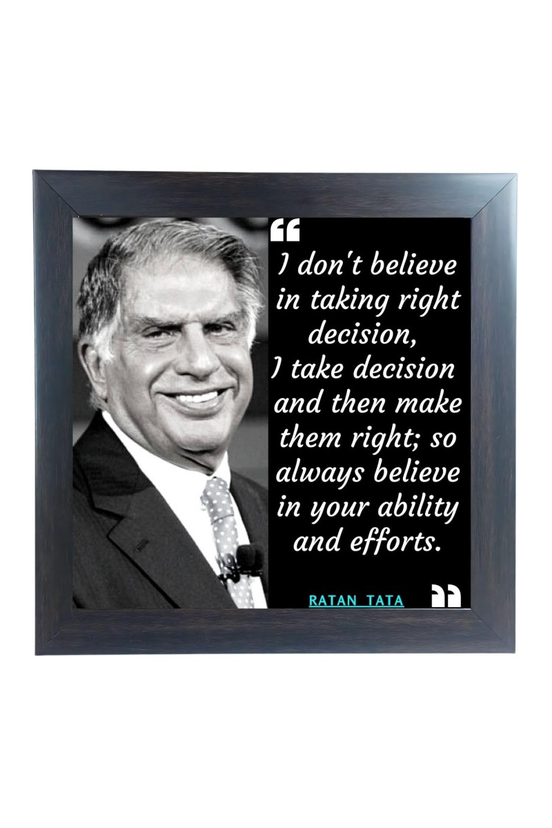 Hitech Sales Motivational Quotes Wall Frames of Ratan Tata, Inspirational Quotes Wall Framed Posters for Room, Office, Study Desk, Decor (Tabletop, Square – 10.10 x 10.10 inches Frame, Black)