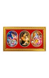 Little Krishna With Mother Photo Frame - 8x14 Inch Brown Wooden Frame | Hindu Gods Wall Decor For Home & Office