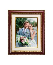 HiTechMart Maroon & Gold Ornate Photo Frame 10x12 Inch Picture Frame with Cream Mat and Glass Front Wedding, Portrait, or Family Frame for Home and Office Décor