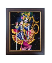 Hitech Sales Lord Krishna Photo Frame for Pooja Room, Temple Decor, Home Decoration and Gift (Wall and Tabletop, Rectangular, Polystyrene Frame, Printed Photo, 24 x 29 cm, Black)