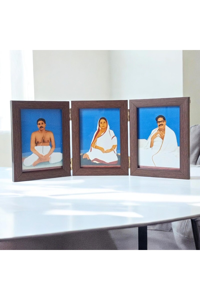 Sri Sri Anukul Thakur,Barama,Barada color photo frame | Small 3 Picture tri-Fold Photo Frame for Desk or Shelf & Home & Office Décor Room Decoration |