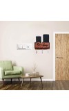 Hitech Sales Beautiful Designer Home Side Key Stand Wooden Wall Shelf Keyholder with Mobile Holder for Wall Stylish for Living Room Kitchen,Door Entrance,Size-Standard,Color-Brown (with 5 Keys Hooks)