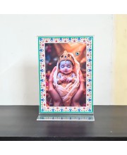 HiTechMart Baby Krishna Acrylic Photo Frame with Stand – Divine Hindu God Picture for Home, Pooja Room & Gift – Spiritual Décor for Mandir & Office