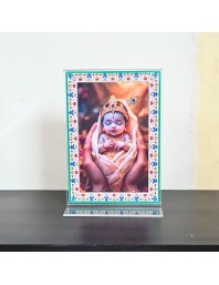 HiTechMart Baby Krishna Acrylic Photo Frame with Stand – Divine Hindu God Picture for Home, Pooja Room & Gift – Spiritual Décor for Mandir & Office