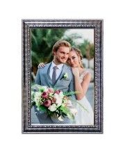 HiTechMart Vintage Silver 10x14 Picture Frame Ornate Decorative Photo Frame with Glass Front Vertical Display for Wedding, Family, or Portraits Tabletop or Wall Mount Home Decor Frame