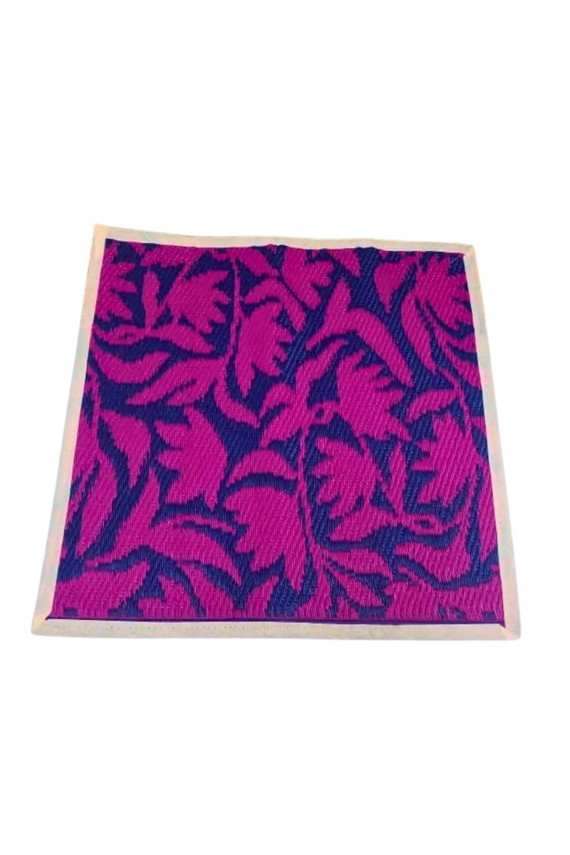 Decorative Aasan Mat for Pooja and Meditation | Traditional Floral Design Floor Mat | Reversible Puja Aasan for Temple, Home & Yoga (Pink & Blue)