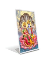Car Desk/Table Top Lord Vishnu And Lakhsmi Acrylic L-Style Photo Stand - 2.5x3.5 Inches, Compact And Stylish Spiritual Display (F6662)