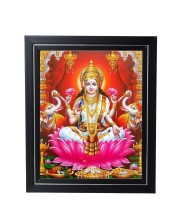Hitech Sales Ma Laxmi Debi Photo Frame for Pooja Room, Temple Decor, Home Decoration and Gift (Wall and Tabletop, Rectangular, Printed Photo, 12 x 14 inches Frame, Brown)