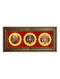 Maa Durga, Trirupati Balaji, Maa Lakhshmi Photo Frame - 8x14 Inch Brown Wooden Frame | Hindu Gods Wall Decor For Home & Office