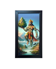 Hitech Sales Jai Hanuman Wall-Mount Polystyrene Photo Frame Home Decoration and Gifting, 9.6 x 15.6 inches Black Frame (Pack of 1, Printed Photo)