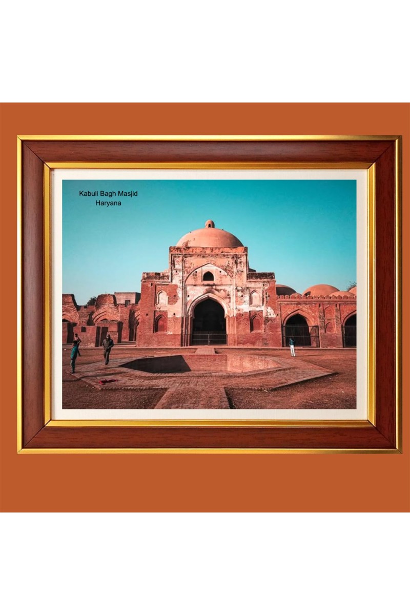 Kabuli Bagh Masjid, Haryana Photo Frame, 10x14 Inches Stylish Framed Islamic wall art for Home & Office Decoration and gift for Muslims