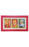 Hi tech Sales Dhan-laxmi, Ganesh, saraswati photo frame || synthetic photo Frame with Glass || Three Gods in Single Frame (Multicolor) for wall, living room, gifts, pooja (Red)